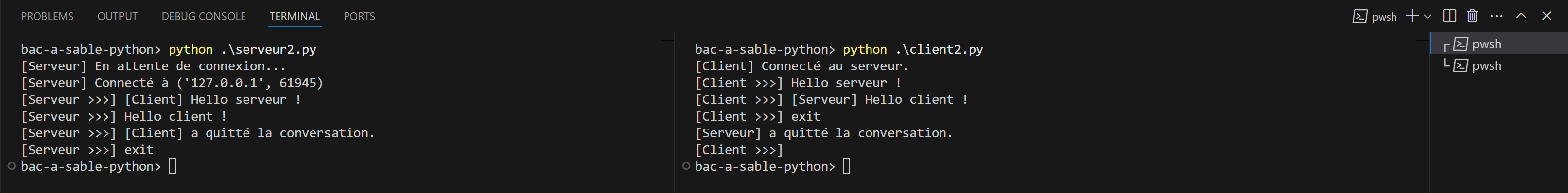 Exemple de communication entre client et serveur
