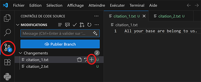 VS Code Git add files