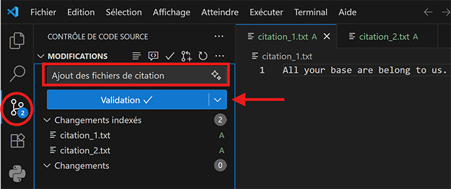 VS Code Git staged changes