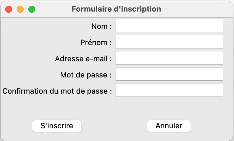 Formulaire d&#39;inscription